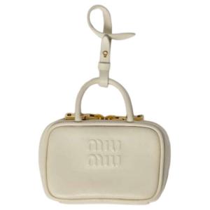 Кожаный брелок для сумки аксессуар для женщин Chalk White MIU MIU, Chalk белый