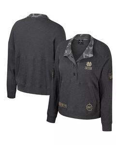 Женская термоугольная толстовка Henley в стиле милитари «Heather Charcoal Notre Dame Fighting Irish OHT» Colosseum