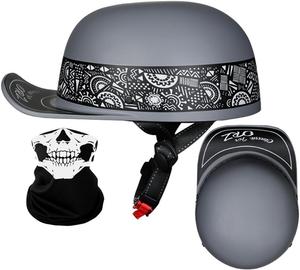 Полушлем мотоциклетный YEATLM R03 Baseball винтажный, серый