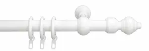 Карниз Liedeco "Thuringia", 1 направляющая, фиксированный размер 120 см, Ø28мм, белый