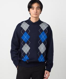 Пуловер с круглым вырезом в ромбик Comme Ca Ism, цвет Navy