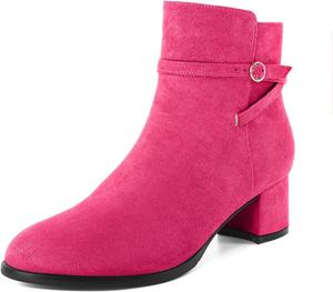 Женские ботильоны Zamikoo с массивным каблуком, круглым носком, боковой молнией и ремешком, стильные модельные ботинки, каблук 5 см, Hot Pink