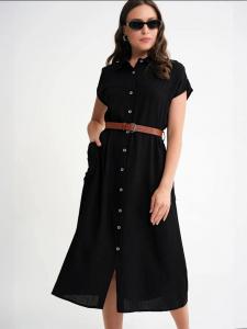 MixRay Платье-рубашка в черном цвете