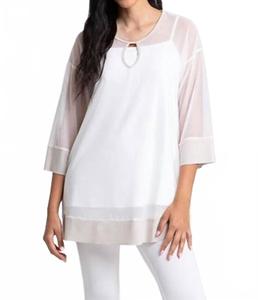 Белая туника с сетчатым вырезом Sympli