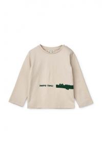 Хлопковая рубашка с длинными рукавами для мальчиков и девочек Liewood, бежевый