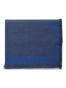 Шарф с геометрическим узором и бахромой Ferragamo, синий