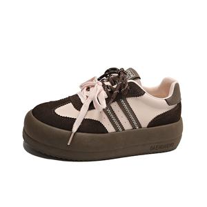 MXGM Амортизирующие износостойкие легкие увеличивающие рост коврики низкие скейтбордские туфли женские коричневые, цвет Brown