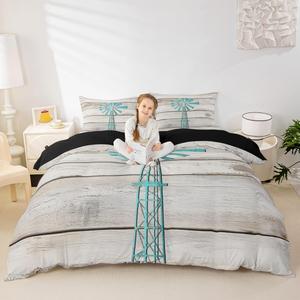 Erosebridal Стильный комплект постельного белья Farmhouse Rustic в ретро-стиле с ветряной мельницей, бирюзового цвета, Turquoise Gray