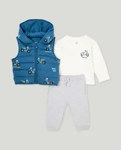 Комплект из 3 предметов: длинный жилет с принтом для мальчика Baby El Corte Inglés, синий