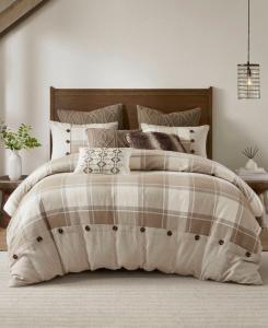 Комплект постельного белья Urban Cabin из жаккардовой хлопковой ткани, 9 предметов, размер King Madison Park Signature, Light Beige