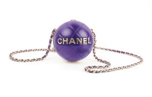 CHANEL Раннеосенняя вечерняя сумочка из овчины круглой формы женская фиолетовая через плечо кроссбоди