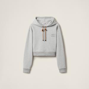 Свитшот из хлопкового флиса MIU MIU, серый