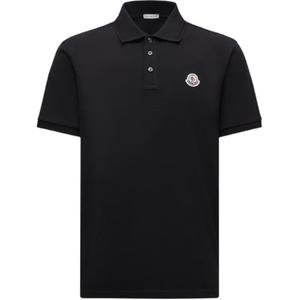 Поло с коротким рукавом и нашивкой с логотипом Moncler, черный