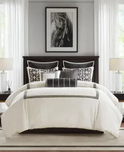 Комплект постельного белья Jarvis Embroidery из 8 предметов, размер Queen Madison Park Signature, белый/черный