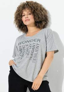 Футболка Ulla Popken RUNDHALS, HALBARM, Pale Mottled Grey/Mottled Light Grey