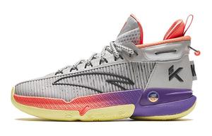 Детские баскетбольные кроссовки KT9 с высоким берцем, устойчивые к истиранию, для начальной школы Antakids, серый/фиолетовый