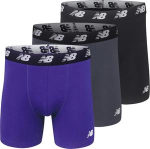 Мужские боксеры-трусы New Balance Velocity Cotton, легкие, дышащие, без лифчиков (3 шт.), Prism Purple/Lead/Black