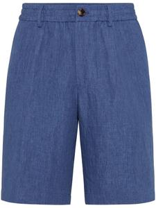 Brunello Cucinelli льняные шорты-бермуды, синий
