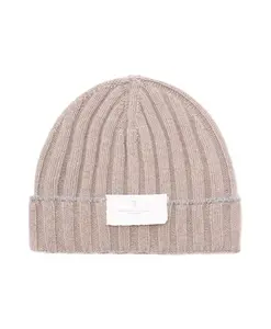 Бежевая ребристая кашемировая вязаная шапка крупной вязки Brunello Cucinelli, бежевый