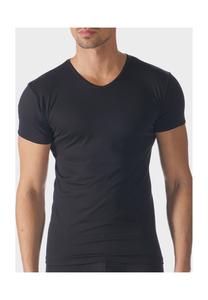 Облегающая мужская футболка с V-образным вырезом mey, черный