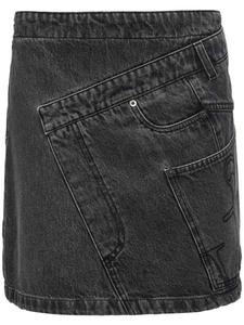 JW Anderson джинсовая юбка мини с драпировкой, серый