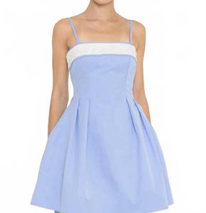 Беби-блю мини-платье с цветочной отделкой для коктейльных вечеринок Fore Collection, синий