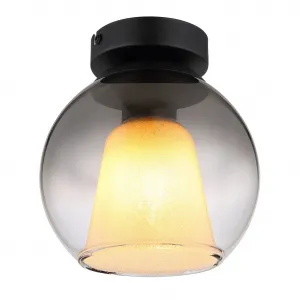 Потолочный светильник BARRY E27 1 шт. Потолочная лампа/металл/шар из дымчатого стекла/современный Globo Lighting, черный