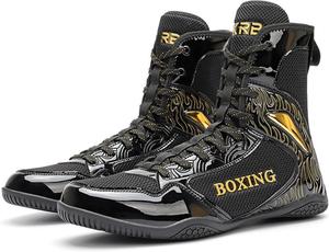 Высокие боксерские кроссовки для мужчин и женщин, профессиональные тренировочные кроссовки для борьбы, дышащие, противоскользящие, спортивные кроссовки с широкой посадкой Generic, черный