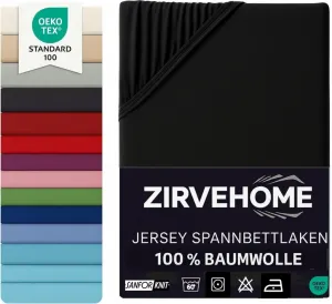 Простыня на резинке 180x200-200x200 см - Джерси, 100% хлопок - Простыня Comfort для матрасов высотой до 30 см, простыня на резинке, черная Yadetextil