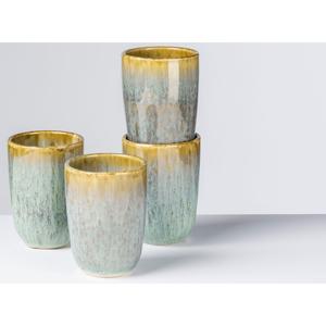 Чашка Берег реки, особенный визуальный градиент цвета, 350 мл, набор из 4 штук Gipfelstück, синий/бирюзовый/коричневый