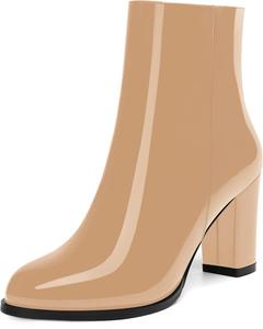 Женские модные повседневные осенне-зимние сапоги ROSERWISH с круглым носком, боковой молнией, на массивном каблуке, высотой до щиколотки, каблук 3,5 дюйма