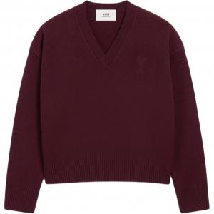 Свитер Ami Paris с V-образным вырезом и вышивкой AMIPARIS, Burgundy Color