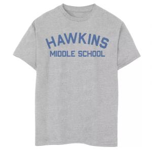 Футболка с надписью и графикой для средней школы Хокинса Netflix «Очень странные дела» для мальчиков 8–20 лет Licensed Character