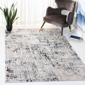 Ковер SAFAVIEH, 275 x 366 см, коллекции Invista - Ivory & Grey, современный абстрактный дизайн, не линяет и прост в уходе, идеален для помещений с высокой проходимостью в гостиной, спальне (INV613A)