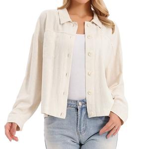 Куртка Line для женщин на пуговицах с длинным рукавом, лацканами и карманами Inspire Chic