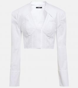 Укороченная хлопковая рубашка Balmain, Blanc