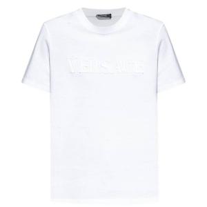 Футболка с круглым вырезом и аппликацией логотипа Versace, optical white