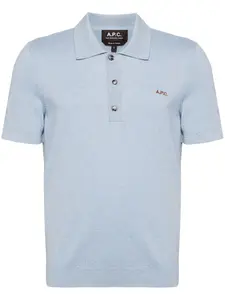 Рубашка поло с вышитым логотипом A.P.C., синий