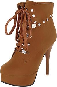 Элегантные женские ботильоны на шпильке с круглым носком Renessmi, Yellow 1