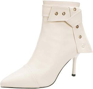 Женские матовые ботильоны на шнуровке с острым носком и высоким каблуком-стилетом JOEupin K03, Apricot