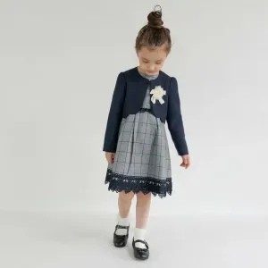 Комплект из трех предметов: деловой жакет + платье из жаккарда в клетку «Глен Клет» + корсаж Branshes, цвет Gray