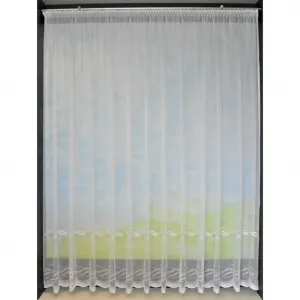 Вышивка Плауэн Занавеска Дюна с эластичной лентой, 1 шт. Stickereien Plauen, зеленый/белый