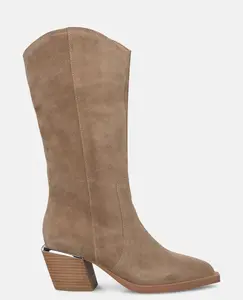 Женские ботильоны на широком каблуке с заостренным носком Alma en Pena, бежевый