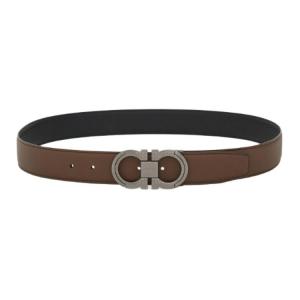 Кожаные ремни для мужчин из телячьей кожи clay/black ширина 3,5 см Ferragamo, черный