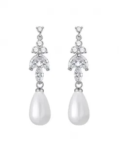 Серьги-Подвески с жемчугом и кристаллами Leo Untamed Petals, silver