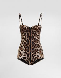 Слитный купальник-бандо с леопардовым принтом Dolce & Gabbana, мультиколор