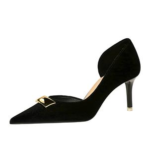 Женские туфли на тонком каблуке и высоком каблуке QITUMAUL, Black[Heel Height 7Cm]
