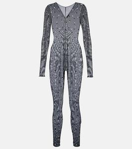 Сетчатый комбинезон с декором gem Oséree, черный