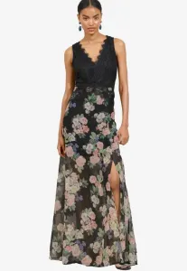 Платье-Макси с цветочным принтом и v-образным вырезом, облегающего кроя, для невысоких девушек. Lipsy, Black