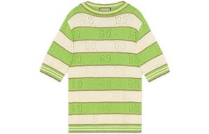 Подержанный джемпер GUCCI в полоску GG 2010-х годов, бело-зеленый
